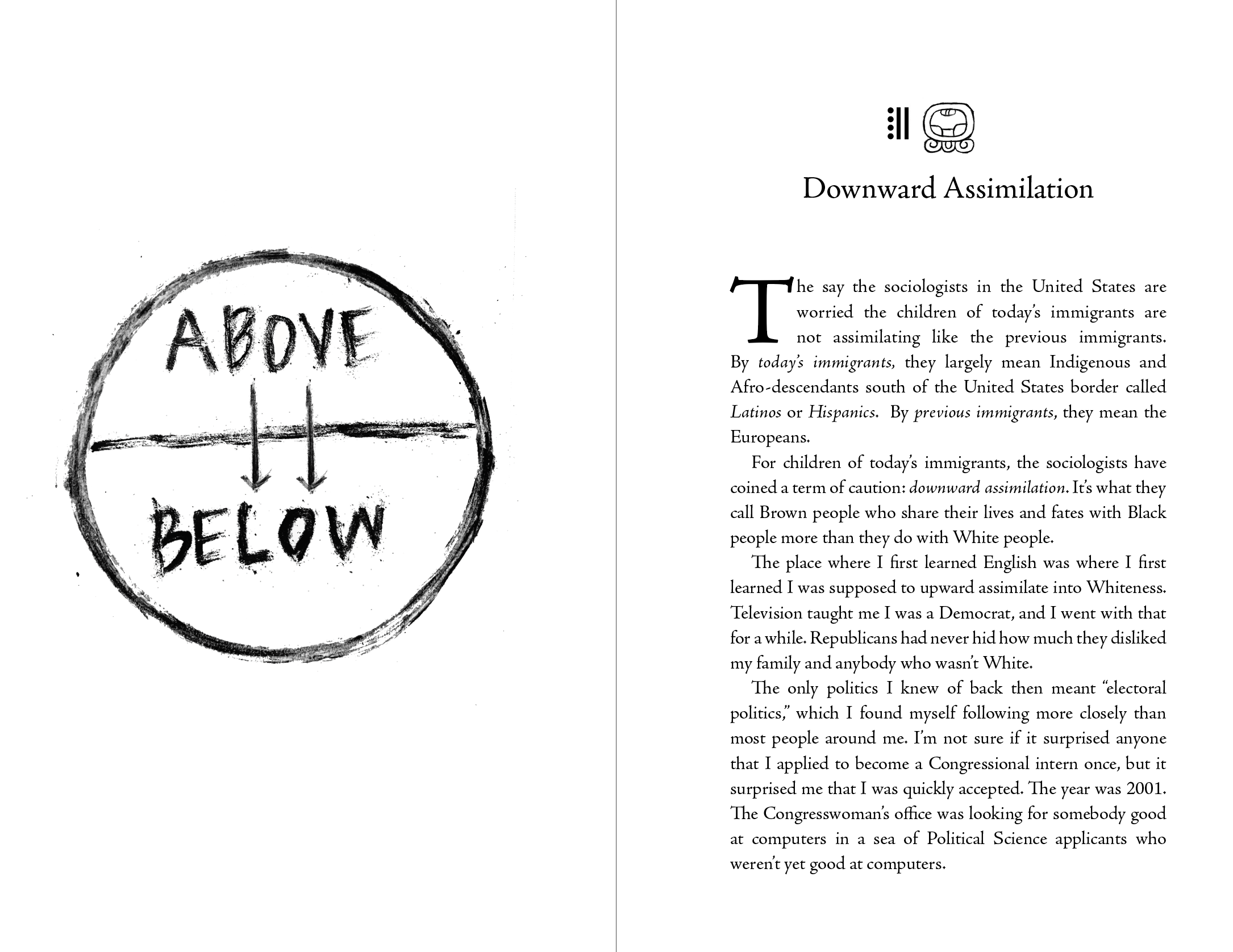 First spread of Chapter 14 - "Downward Assimilation"